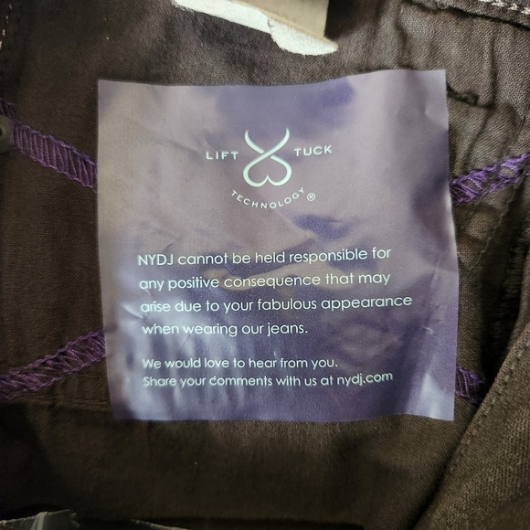 NYDJ Petite Straight Fit Brown Fleur De Lis Embellished Pocket Jeans-Size 6P NWT - Picture 12 of 12